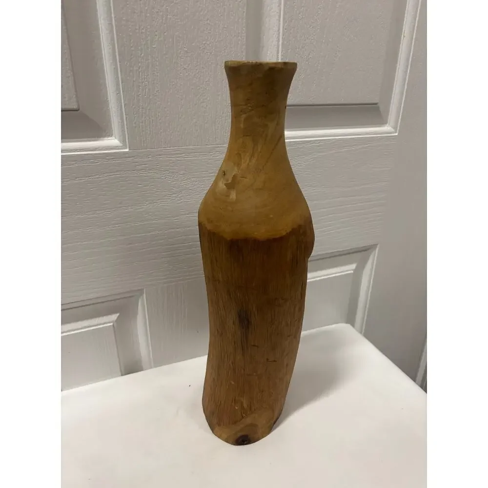 Hand Carved Wood Vessel Approx 15” Organic Modern Rustic Sculpture Decor